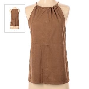 Brown Suede High Neck Tank Top